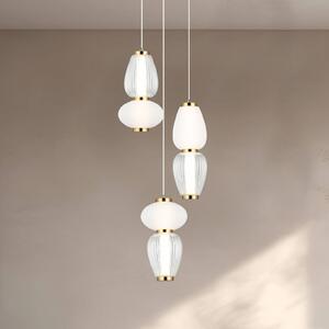 Viokef Závěsné světlo LED Shiny, Ø 60 cm, čiré/bílé, sklo, Čirá / transparetní, Obývací pokoj / jídelna, Moderní