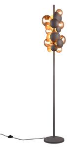 Stojací lampa se skleněným stínidlem v šedo-zlaté barvě (výška 155 cm) Bubble – Trio Select