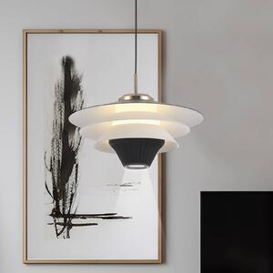 Viokef Závěsné světlo LED Manley, černé/bílé, Ø 22 cm, kov, Černá, Obývací pokoj / jídelna, Hliník, Moderní