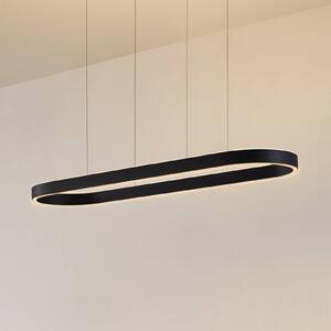 Lucande Smart LED závěsné světlo Melinay, černé, Tuya, stmívatelný, Černá, Obývací pokoj / jídelna, Hliník, Moderní