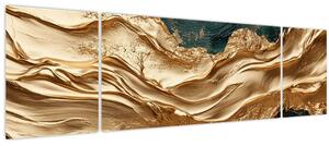 Obraz - Zelená abstrakce se zlatem II. (170x50 cm)