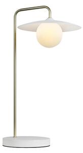 ACA Lighting stolní lampa FLERIA 1xG9 bílá základna a zlatá stojna s akrylovým stínítkem HM235T1