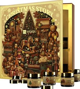 Adventní kalendář s 24 sójovými svíčkami Christmas Story, stojící Hiskin