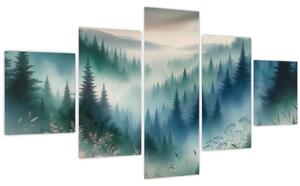 Obraz - Lesní krajina s mlhou (125x70 cm)