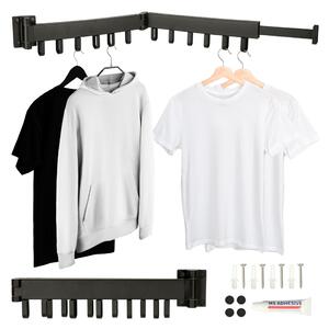 Teleskopický výsuvný nástěnný věšák 84 cm - černý