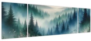 Obraz - Lesní krajina s mlhou (170x50 cm)