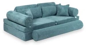 Montessori Play Sofa Comfort Manšestrová - modrá (Rozkládací pohovka, batole, sedací souprava)