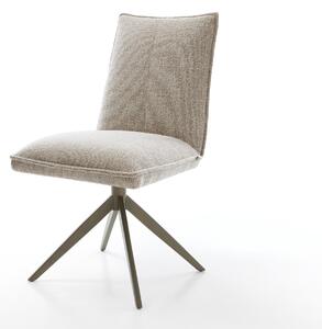 DELIFE Jídelní židle Lelio-Flex látka Měkký béžová křížová podnož široká Titanová barva 360° otočný houpací funkce taštičkové pružiny