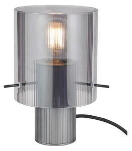 Stolní lampa Riffelini, výška 22 cm, kouřově šedá, sklo