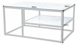 Noble Home Bílý hranatý konferenční stolek Elegance 90 cm