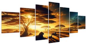 Obraz - Odpočívající lvi (210x100 cm)