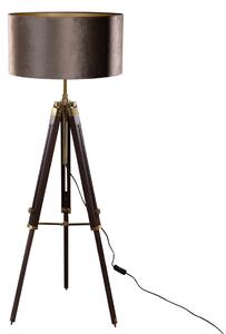 Stojací lampa Cortin s mosazným trojnohým podstavcem a hnědým sametovým stínítkem 50 cm