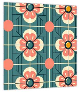 Obraz - Retro vzor s květy (30x30 cm)