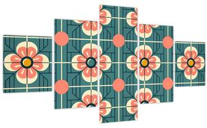 Obraz - Retro vzor s květy (125x70 cm)