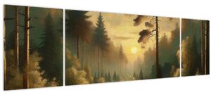 Obraz - Slunce zářící lesem (170x50 cm)