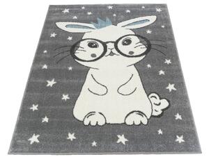Makro Abra Dětský kusový koberec Lima 9377C Králíček Brýle šedý krémový Rozměr: 120x170 cm