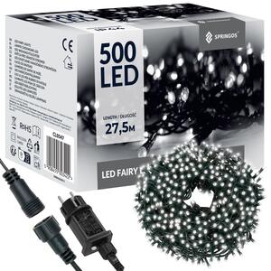 LED světelný řetěz - 27,5m 500LED 8-funkcí IP44 studená bílá