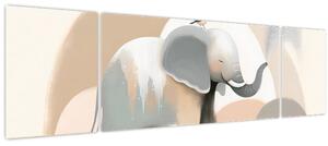 Obraz - Slůně v pastelových barvách (170x50 cm)