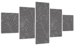 Obraz - Šedé palmové listy (125x70 cm)