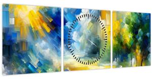 Obraz - Abstraktní slunečný den (s hodinami) (90x30 cm)