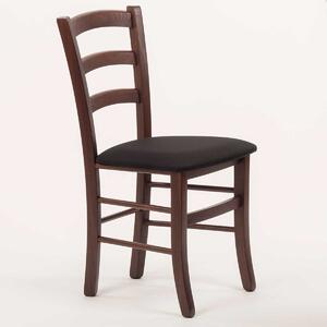 Stima Židle PAYSANE s čalouněným sedákem Odstín: Tmavě Hnědá, Látky: LUX černá 23