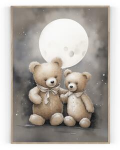 Plakát / Obraz Medvídci 40 x 50 cm Napnuté plátno na dřevěném rámu Bez okraje