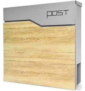 Poštovní schránka POST - šedá+dřevo