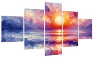 Obraz - Barevný umělecký západ slunce (125x70 cm)