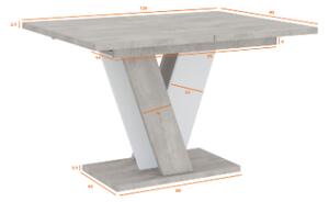 Rozkládací jídelní stůl Timber, bílý lesk/černé lesklé hrany