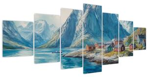 Obraz - Norská vesnička (210x100 cm)