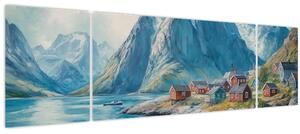 Obraz - Norská vesnička (170x50 cm)