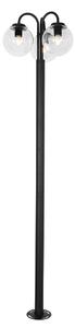 Lucerna černá s čirým sklem 200 cm 3-světelná IP44 - Sfera