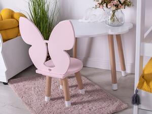 Dětská dřevěná židle MOTÝL + jméno ZDARMA - Růžová