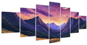 Obraz - Fialová krajina (210x100 cm)