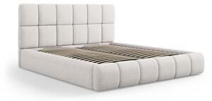 Světle šedá čalouněná dvoulůžková postel s úložným prostorem s roštem 140x200 cm Bellis – Micadoni Home
