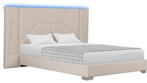 Kondela Postel ALTESA 160x200 s roštem a LED osvětlením, béžová Velvet látka