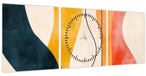 Obraz - Minimalistická barevná ilustrace II. (s hodinami) (90x30 cm)
