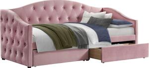 Kondela Postel s úložným prostorem, 90x200, růžová Velvet látka, ZASKA