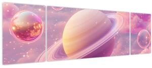 Obraz - Růžová planeta (170x50 cm)