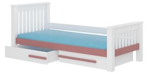 Dětská postel CARMEL, 90x190, bílá/růžová