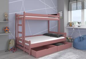 Dětská patrová postel RAIMUND + matrace, 80x200, růžová