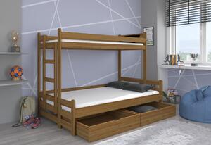 Dětská patrová postel RAIMUND + matrace, 80x200, dub
