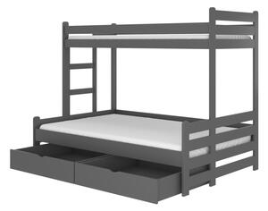 Dětská patrová postel RAIMUND + matrace, 80x200, grafit