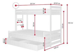 Dětská patrová postel RAIMUND + matrace, 80x200, dub