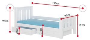 Dětská postel ODILO, 90x190, bílá/grafit