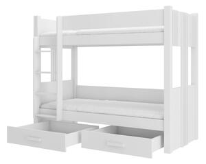 Dětská patrová postel SEVERIN + matrace, 90x200, bílá
