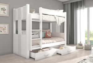 Dětská patrová postel SEVERIN, 90x200, bílá