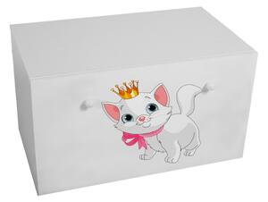 Úložný box INGA, 70,6x41,6x41,6, bílá/kočka