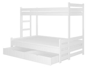 Dětská patrová postel RAIMUND + matrace, 90x200, bílá