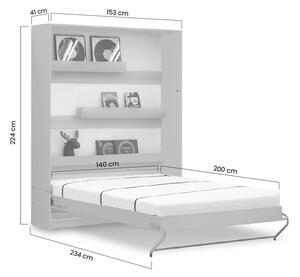 Sklápěcí postel vertikální Basic 140x200 - černá / dub lancelot